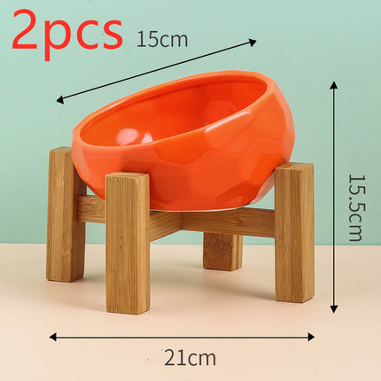 Pet Supplies Bowl Ceramic Cat Bowl Dog Bowl Oblique Mouth