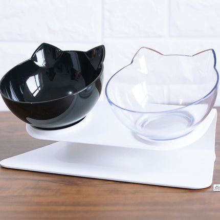 New Inclined Food Cat Ear Oblique Mouth Transparent Single Pet Bowl