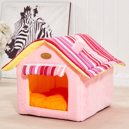 New Fashion Striped Removable Cover Mat Dog House Dog Beds For Small Medium Dogs Pet Products House Pet Beds for Cat