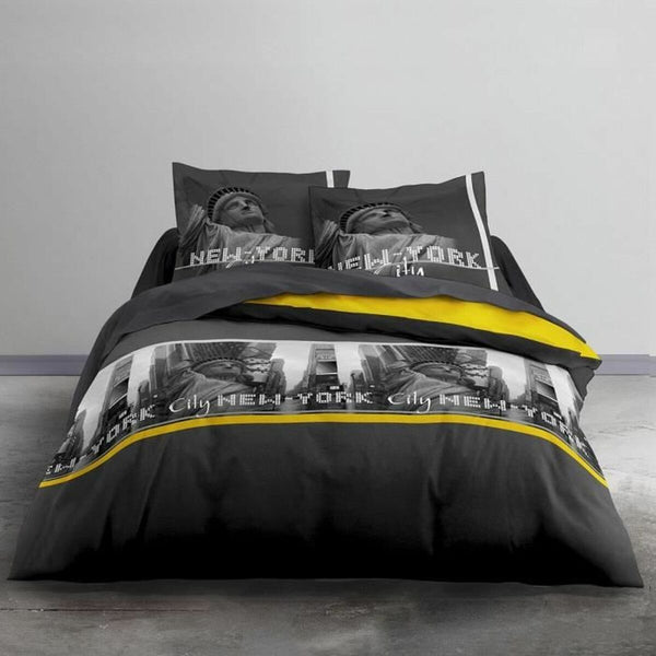 Bedding set TODAY Black Yellow Single bed 140 x 200 cm