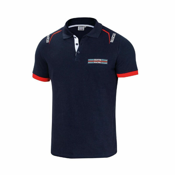 Short Sleeve Polo Shirt Sparco MARTINI-R L Navy Blue