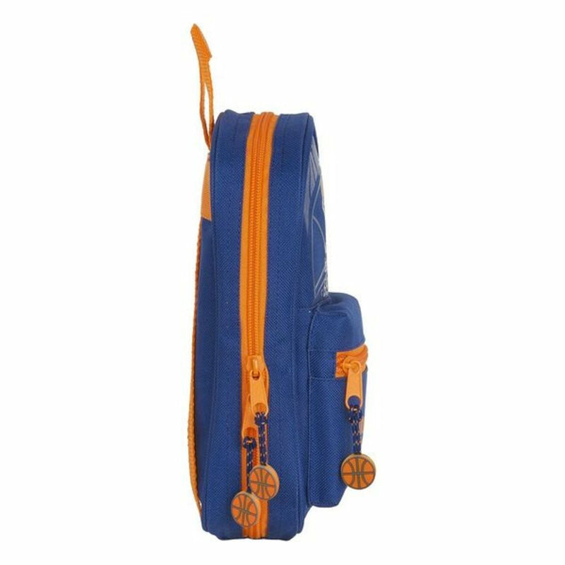 Backpack Pencil Case Valencia Basket M747 Blue Orange 12 x 23 x 5 cm (33 Pieces)