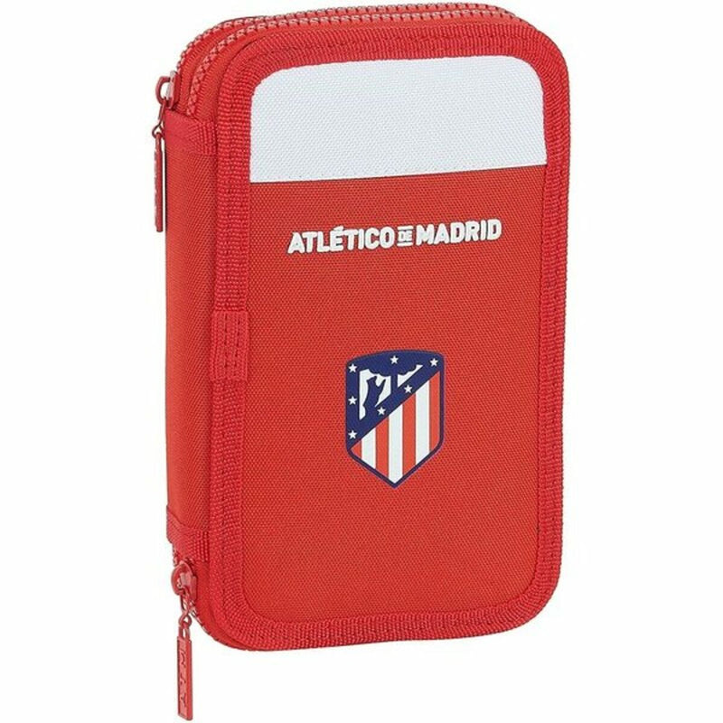 Double Pencil Case Atlético Madrid M854 White Red 12.5 x 19.5 x 4 cm (28 Pieces)