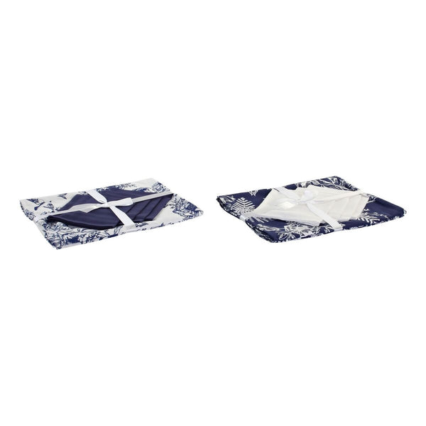 Tablecloth and napkins DKD Home Decor 8424001798797 White Navy Blue 150 x 150 x 0,5 cm (2 Units)
