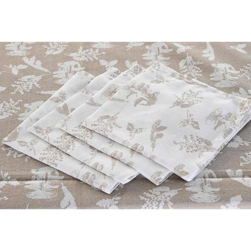 Tablecloth and napkins DKD Home Decor 9 Pieces 2 Units 150 x 250 x 0,5 cm Beige Pink White Green Light brown
