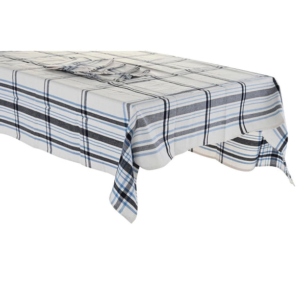 Tablecloth and napkins DKD Home Decor 150 x 150 x 0,5 cm Black Beige Blue White