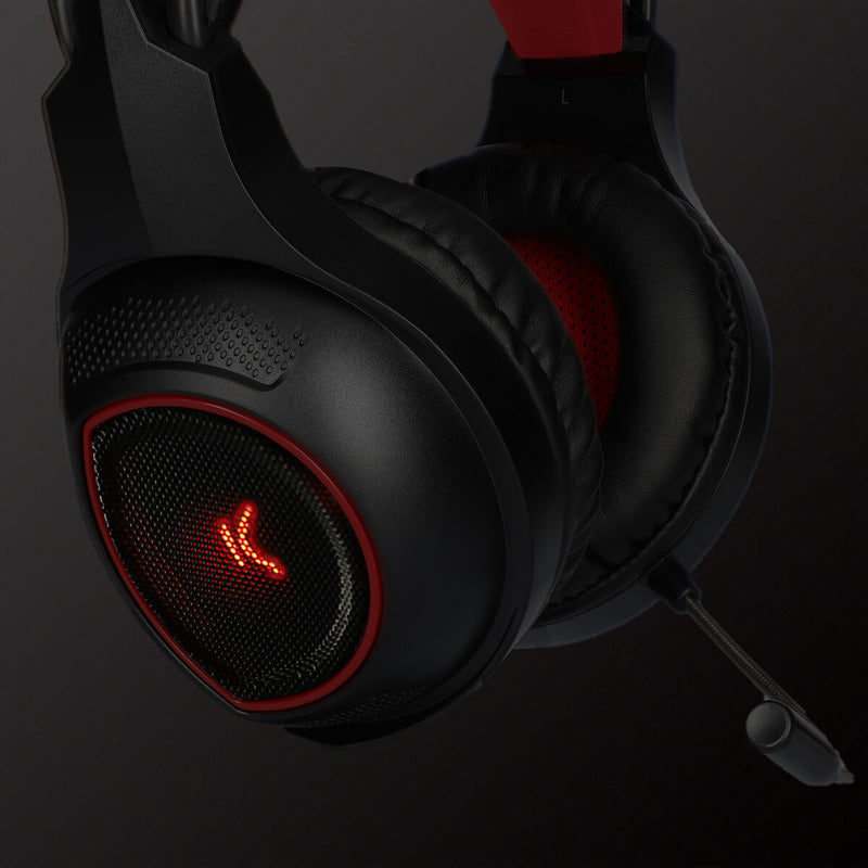 Gaming Headset with Microphone KSIX Drakkar USB LED Black Red