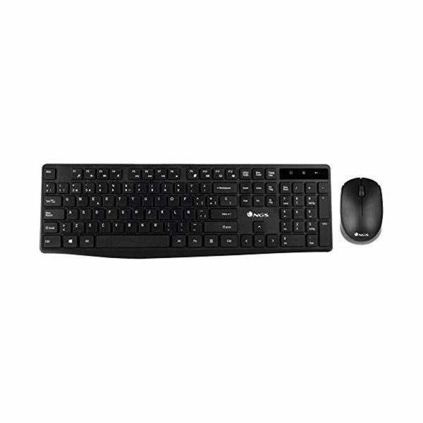 Keyboard and Wireless Mouse NGS NGSWIRELESSSETALLUREKIT 1200 dpi 2.4 GHz Black Spanish Qwerty QWERTY