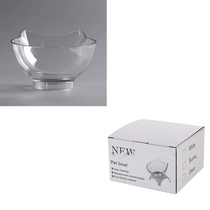 Non Slip Double Cat Bowl With Raised Stand Pet Food Cat Feeder Protect Cervical Vertebra Dog Bowl Transparent Pet Products