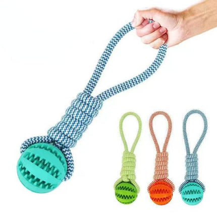 Dog Toys Treat Balls Interactive Hemp Rope Rubber Leaking Balls For Small Dogs Chewing Bite Resistant Toys Pet Tooth Cleaning Bite Resistant Toy Ball For Pet Dogs Puppy