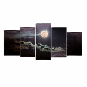 5Pcs Canvas Paintings Cloud Moon Night Wall Decorative Art Print Picture Frameless Wall Hanging Home Office Decoration