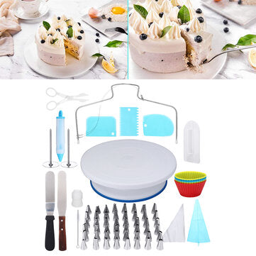 73Pcs Rotating Turntable Cake Decorating Tools Baking Mold Flower Icing Piping Nozzle