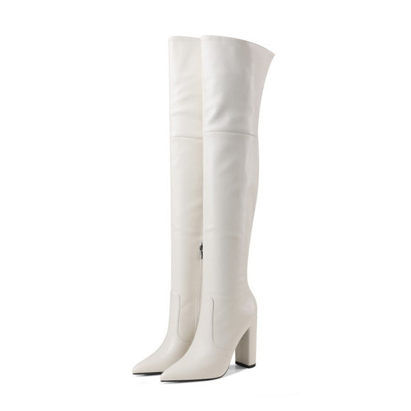 Autumn And Winter Pointed Thick Heel High Heel Over The Knee Boots Women