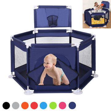 6 Sided Foldable Baby Playpen Playing House Interactive Kids Toddler Room With Safety Gate