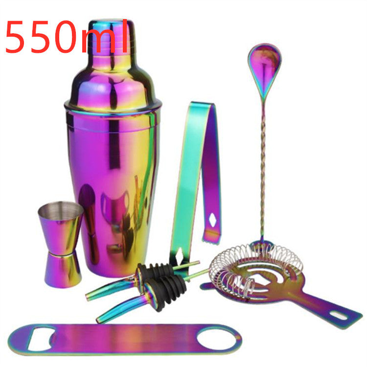 8-Piece Stainless Steel Cocktail Shaker Set, Electroplating Colorful Shaker