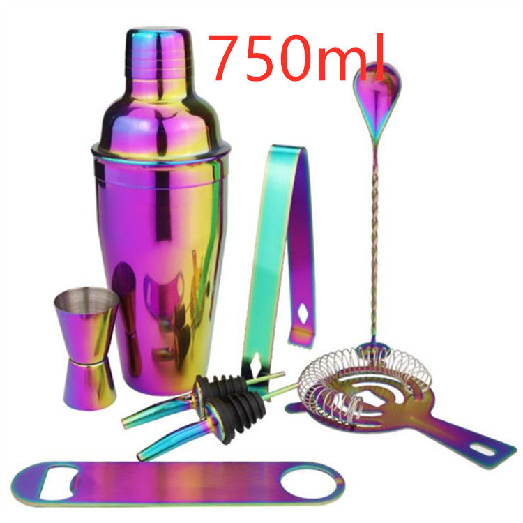 8-Piece Stainless Steel Cocktail Shaker Set, Electroplating Colorful Shaker