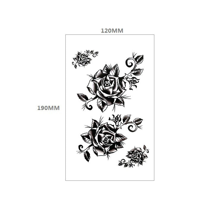 Waterproof And Long-lasting Totem plain Flower Dark Black Rose Flower Tattoo Stickers Spot Customization