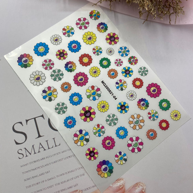 DIY Japanese Thin Transparent Adhesive Nail Stickers Murakami Sunflower September New Syle Factory Direct Supply