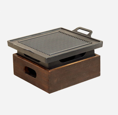 Wooden Seat Korean Style Grill Pan Grill Household Smokeless
