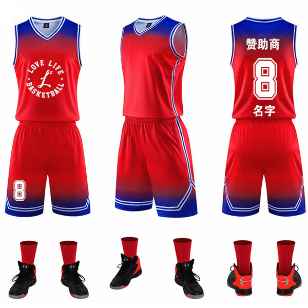 Gradient Basketball Uniform Sports Suit Children Adult Sweat-Absorbent Basketball Uniform