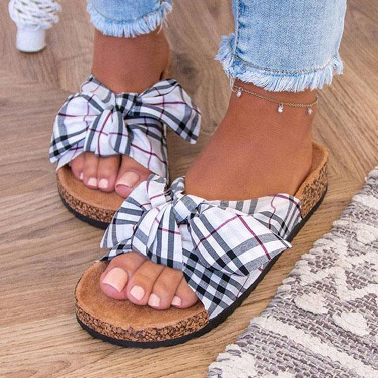 Summer Ladies Support Shoes Bowknot Flat Bottom Leopard Print African Sandals
