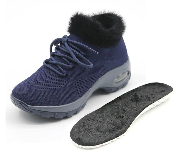 Plush warm flat-bottomed fur shoes Comfortable female personality fashion lace-up lazy shoes