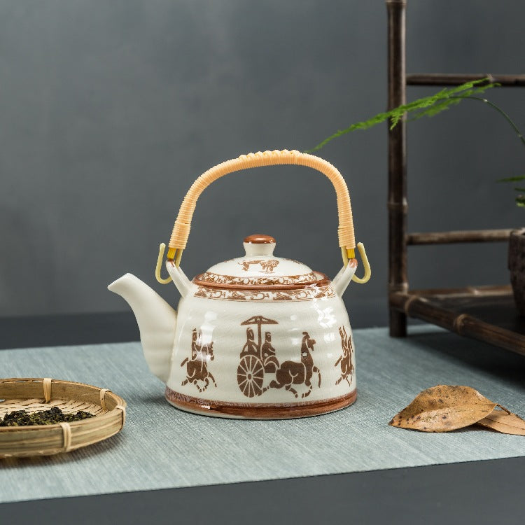 Ceramic Teapot With Strainer Large Handle Pot Single Pot Household