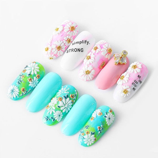 Flower series relief nail stickers