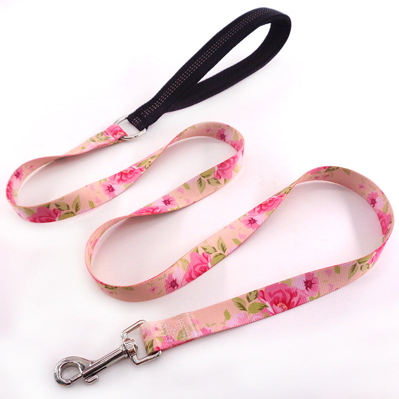 Flower training dog pet supplies printed dog leash