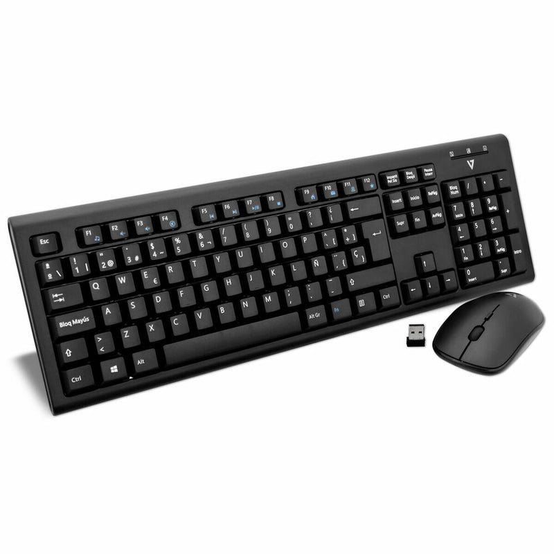 Keyboard and Mouse V7 CKW200ES Spanish QWERTY