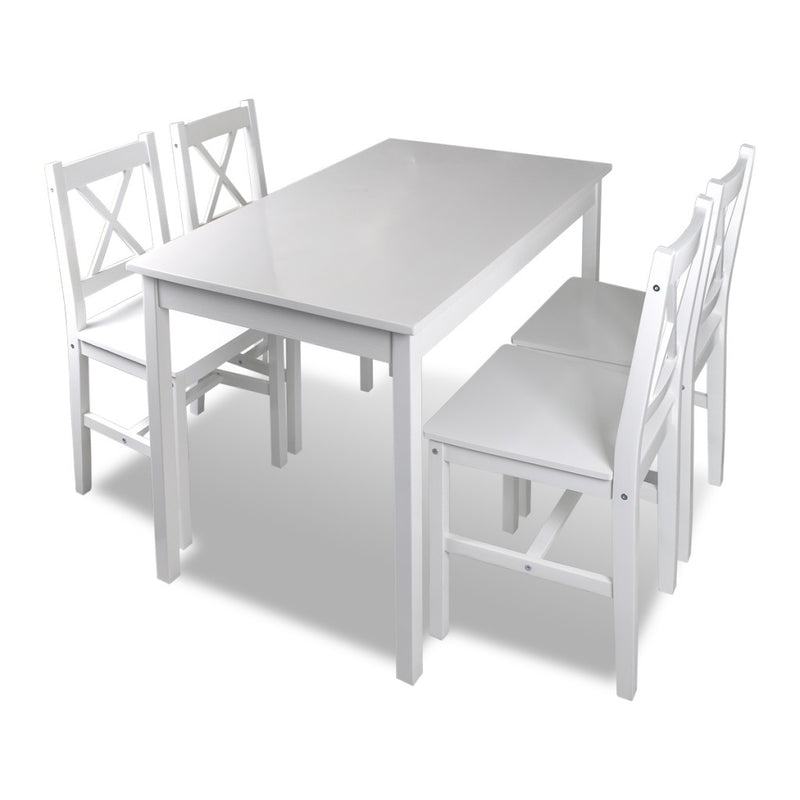 1 set wooden table and 4 chairs Colour White