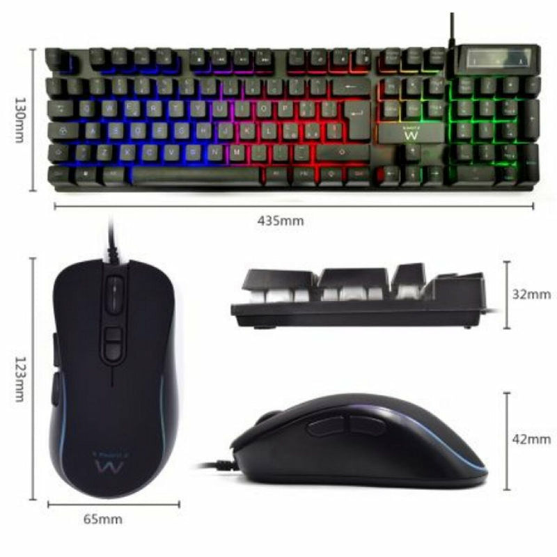 Keyboard and Mouse Ewent PL3201 Black