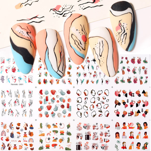 New Nail Art Watermark Sticker Art Leaves Character Decals