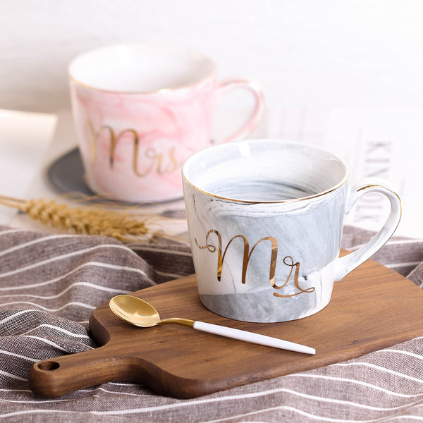 Coffee cup water glass Nordic marbled ceramic mug milk couple breakfast cup home female cup