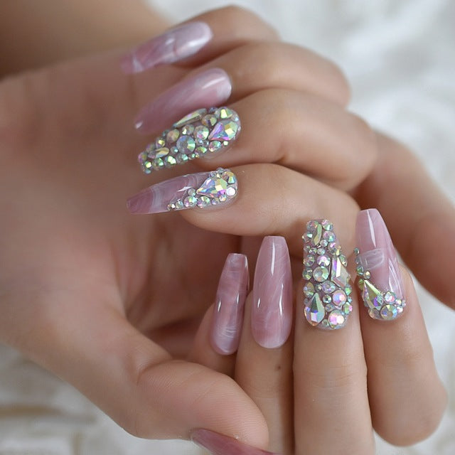 Marbled false nails for women