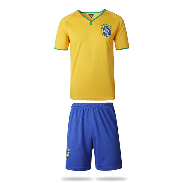 Wholesale Manufacturers, Brazil Men's Football Suits, Milk, Silk, Short Sleeved Football Uniforms, A Variety Of Customization