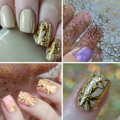 3d metal line hollow golden nail decals adhesive jewelry