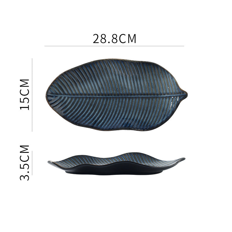 Japanese Fish Creative Leaf Dinner Household Kiln Changed Ceramic Dinner Plate