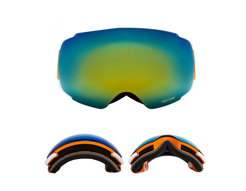 Compass ski glasses for men and women double-layer lens anti-fog spherical surface with magnets can be changed mountaineering goggles