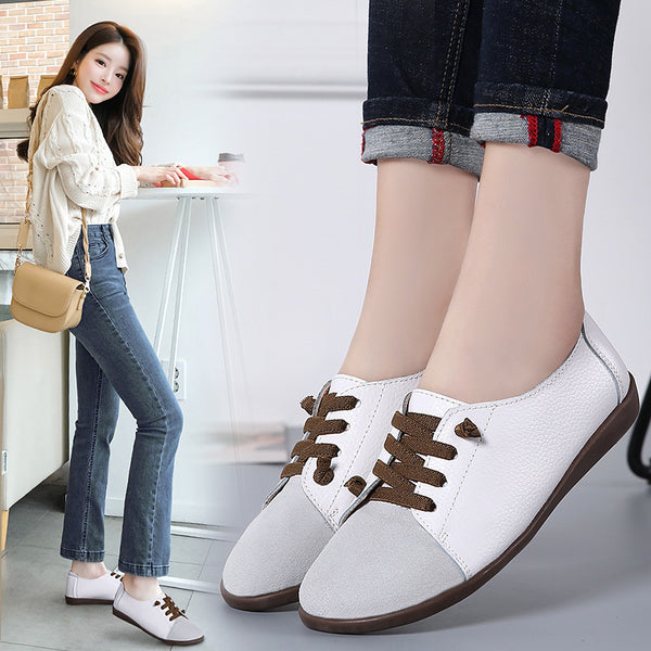 Little White Shoes Women Casual All-match Soft-soled Flat Shoes Low-top