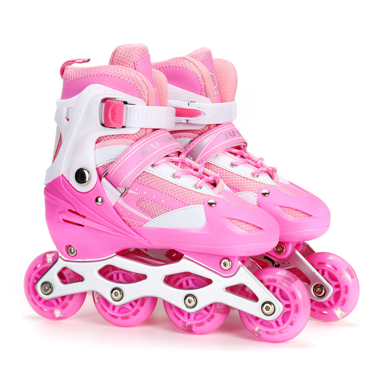 3 Sizes Kids Adjustable Roller Skate with LED Flashing Wheels Girl Boy Roller Shoes Inline Skates for Children and Adult