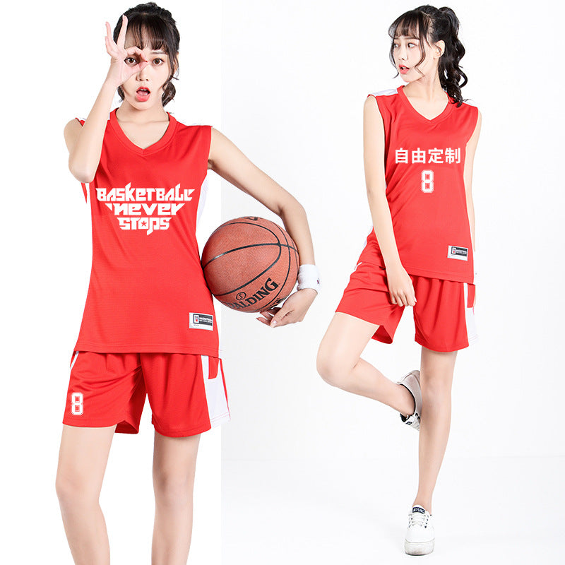 Female Basketball Suit Dry Breathable Vest Shirt Printed Mark Group Students For Wholesale