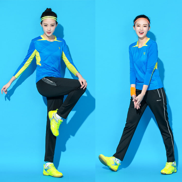 Beautiful cool table tennis badminton wear Jersey suit female suits summer winter culottes fast drying long sleeved sport suit