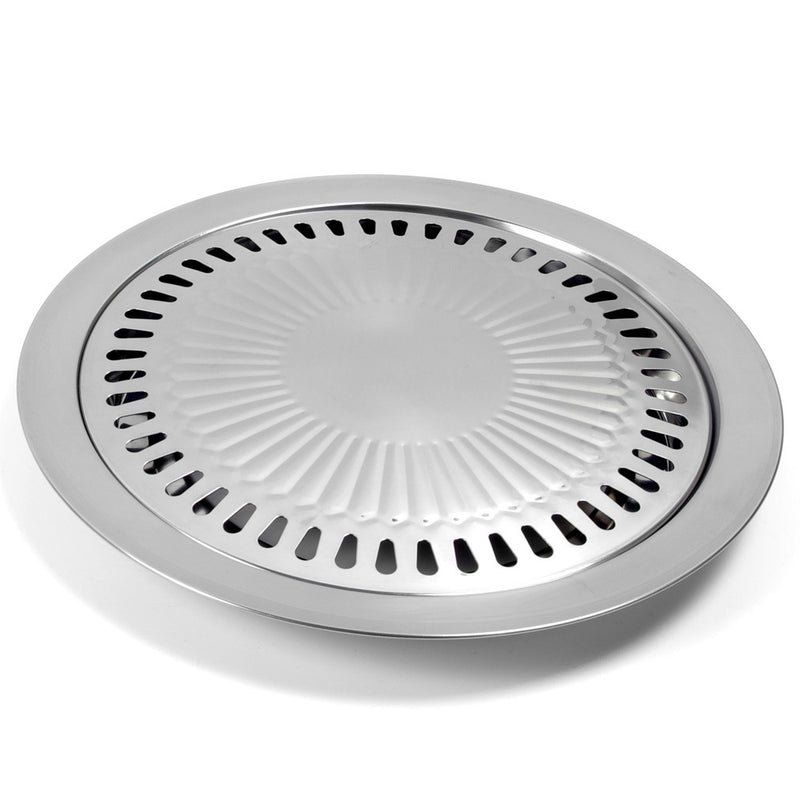 Direct selling stainless steel round home outdoor Korean barbecue plate electric pottery light wave furnace supporting gift