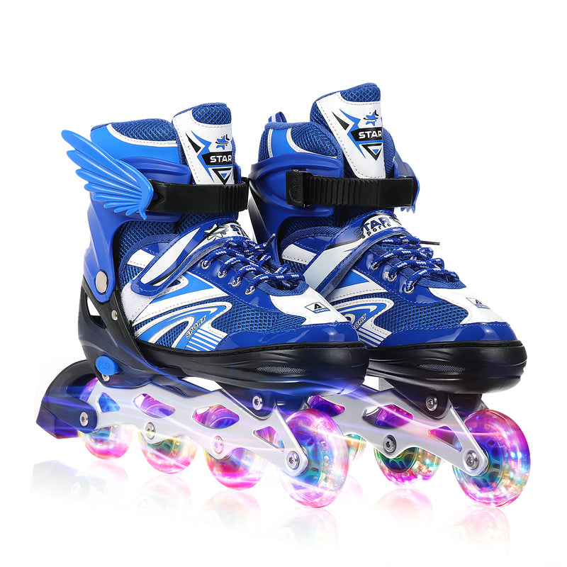 3 Size Inline Skates Sets with 4 LED Flashling PVC Skate Wheels Entry-level Kid Women Roller Skates Birthday Gift for Teen Girl Boy Teenager