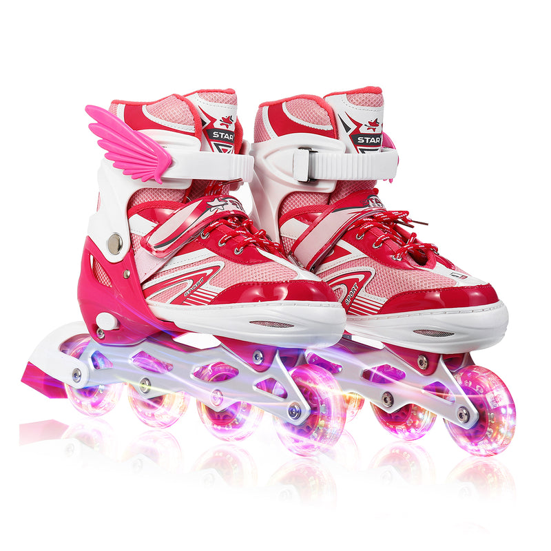 3 Size Inline Skates Sets with 4 LED Flashling PVC Skate Wheels Entry-level Kid Women Roller Skates Birthday Gift for Teen Girl Boy Teenager