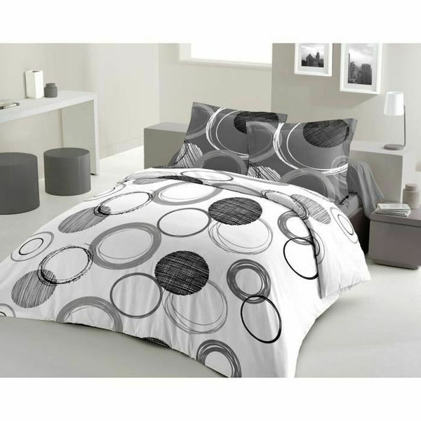 Bedding set Lovely Home White Circles Anthracite (220 x 240 cm)