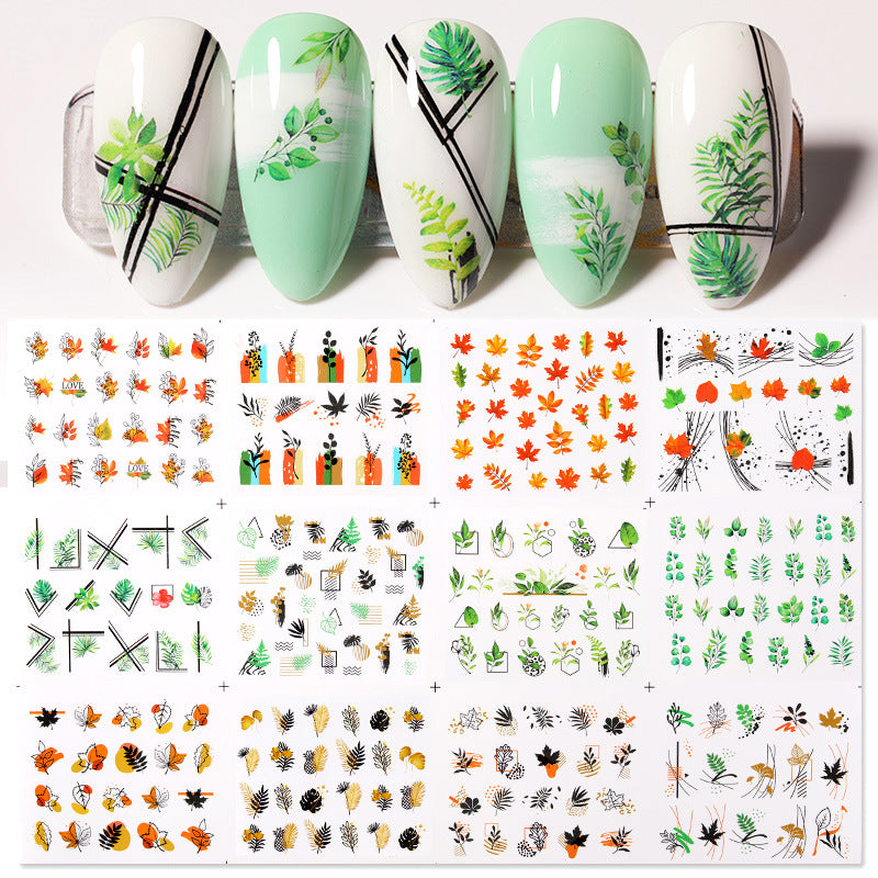 New Nail Art Watermark Sticker Art Leaves Character Decals