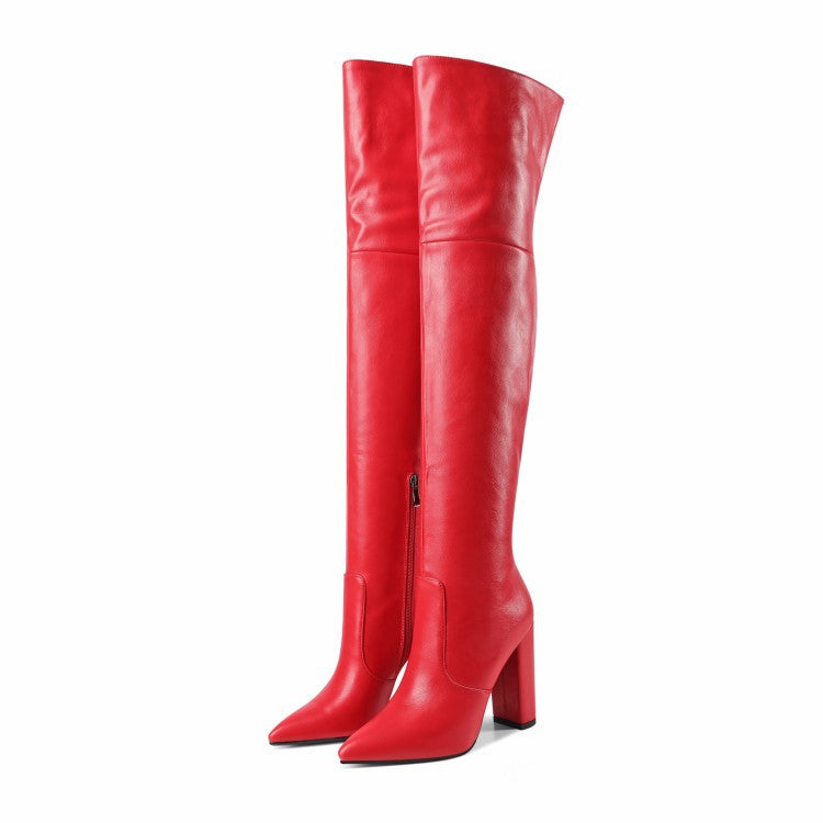 Autumn And Winter Pointed Thick Heel High Heel Over The Knee Boots Women