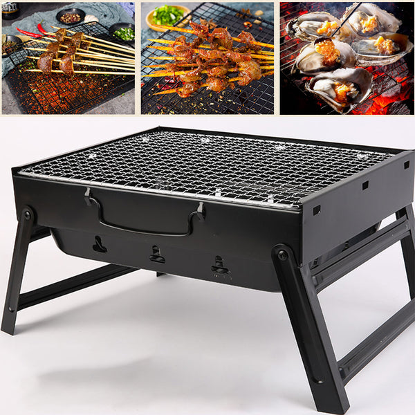 Outdoor Portable Foldable BBQ Grill Stainless Steel Charcoal Barbecue Camping Stove Tool Thickened Grill